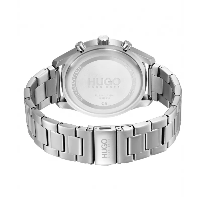 Zegarek męski HUGO 1530163 kwarcowy analogowy 46mm niebieska tarcza brązowy pasek skórzany