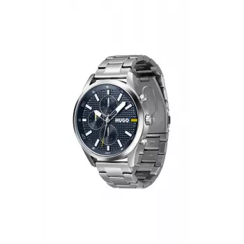 Zegarek męski HUGO 1530163 kwarcowy analogowy 46mm niebieska tarcza brązowy pasek skórzany