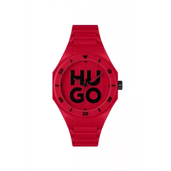 Zegarek męski HUGO Velocity Chronograph Quartz 42mm, koperta ze stali nierdzewnej, czarny pasek silikonowy 1530328