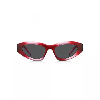 Okulary przeciwsłoneczne HUGO Unisex HG-1282-S-C48 Prostokątna oprawka pełna 52/23/145 mm Czarny/Szary UV400