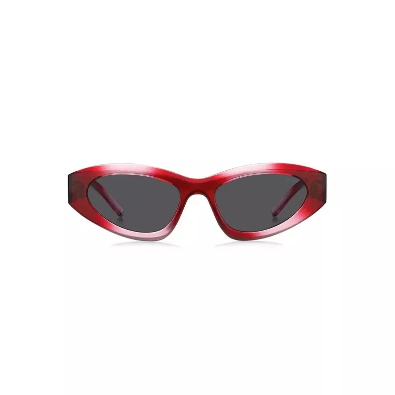 Okulary przeciwsłoneczne HUGO Unisex HG-1282-S-C48 Prostokątna oprawka pełna 52/23/145 mm Czarny/Szary UV400