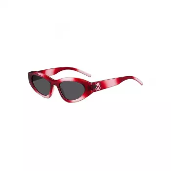 Okulary przeciwsłoneczne HUGO Unisex HG-1282-S-C48 Prostokątna oprawka pełna 52/23/145 mm Czarny/Szary UV400