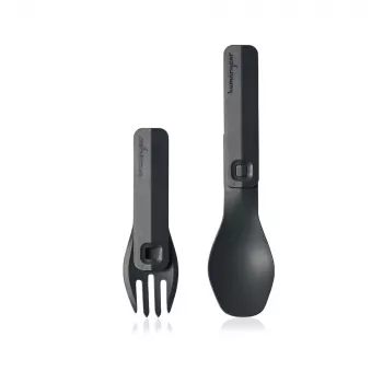 HumanGear Uno GoBites Click Travel Utensil Set Spoon and Fork Grey