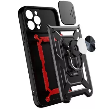 Etui Hurtel Hybrid Armor Camshield do Huawei nova Y90, pancerne z osłoną aparatu, czarne