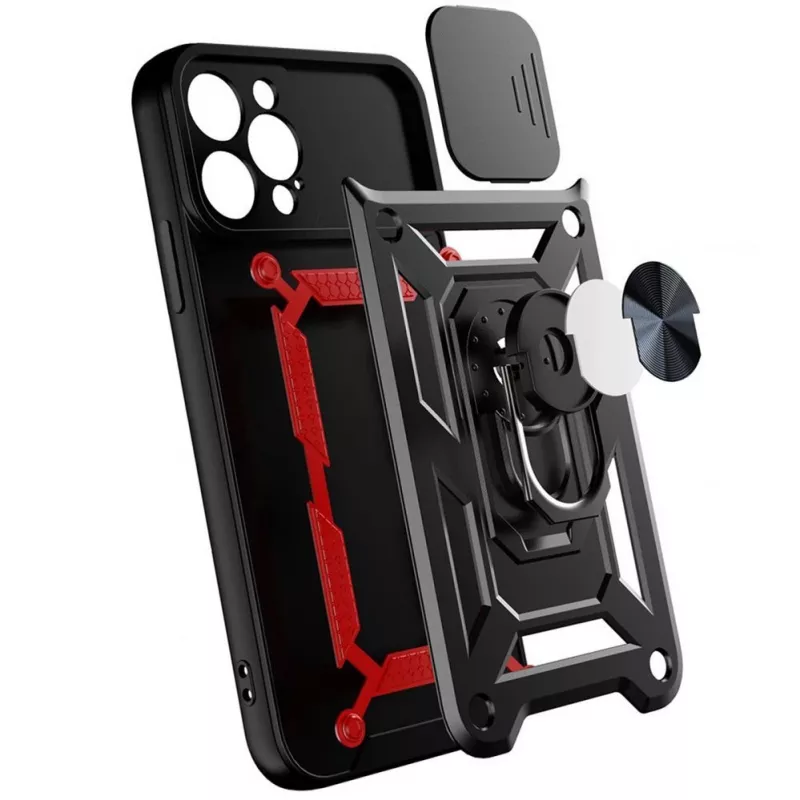 Etui Hurtel Hybrid Armor Camshield do Huawei nova Y90, pancerne z osłoną aparatu, czarne