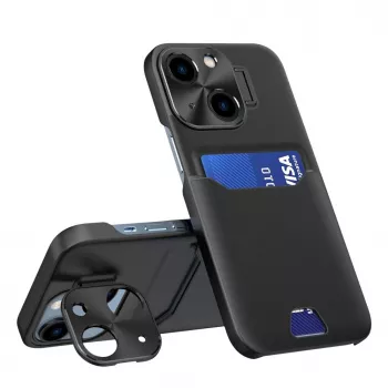 HURTEL iLike Apple iPhone 14 Etui Skórzane z Podpórką i Portfelem Czarny