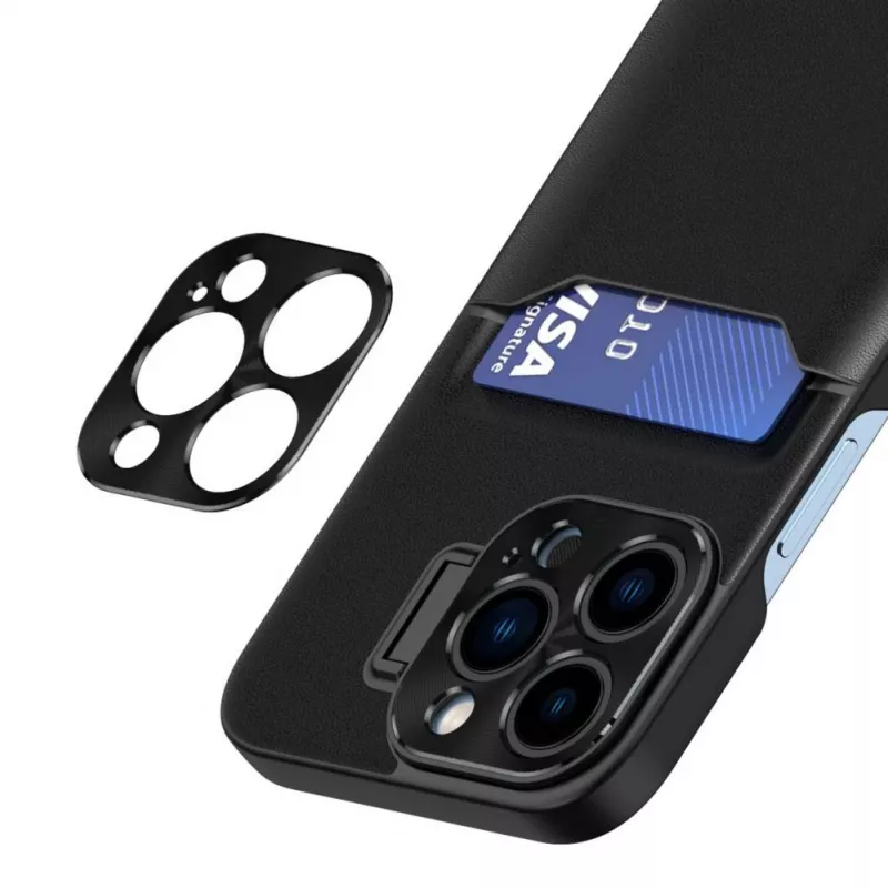 HURTEL iLike Apple iPhone 14 Etui Skórzane z Podpórką i Portfelem Czarny