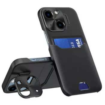 HURTEL iLike Apple iPhone 14 Etui Skórzane z Podpórką i Portfelem Czarny