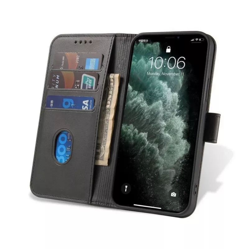 Hurtel Magnet Case Eleganckie etui z klapką i funkcją stojaka dla OnePlus Nord N200 5G Czarny