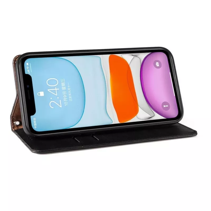 Hurtel Magnet Strap Case do iPhone 13 Mini - Etui Portfel z Miniaturowym Pendantem na Smycz - Czarny