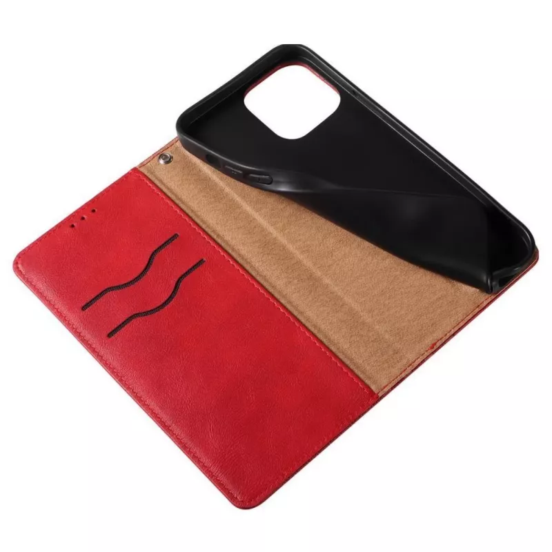 Hurtel Magnet Strap Case do iPhone 13 Pro Max - Portfel Etui z Odpinanym Paskiem i Zawieszką - Czerwony