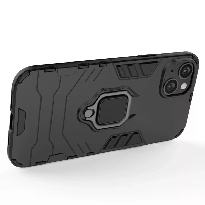 Hurtel Ring Armor Case do iPhone 14 Plus, Pancerna obudowa z uchwytem magnetycznym, pierścień, czarny