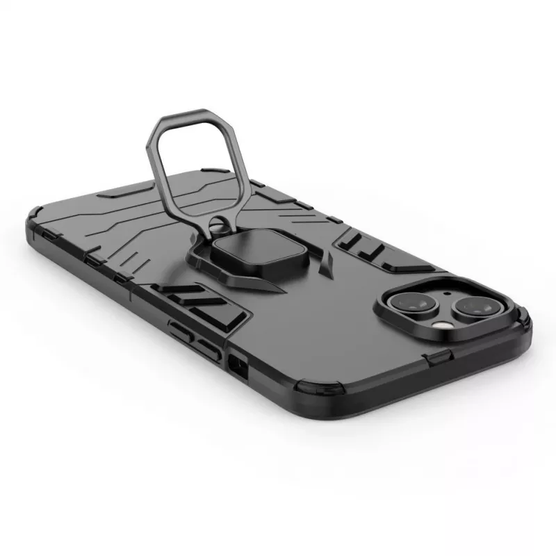 Hurtel Ring Armor Case do iPhone 14 Plus, Pancerna obudowa z uchwytem magnetycznym, pierścień, czarny