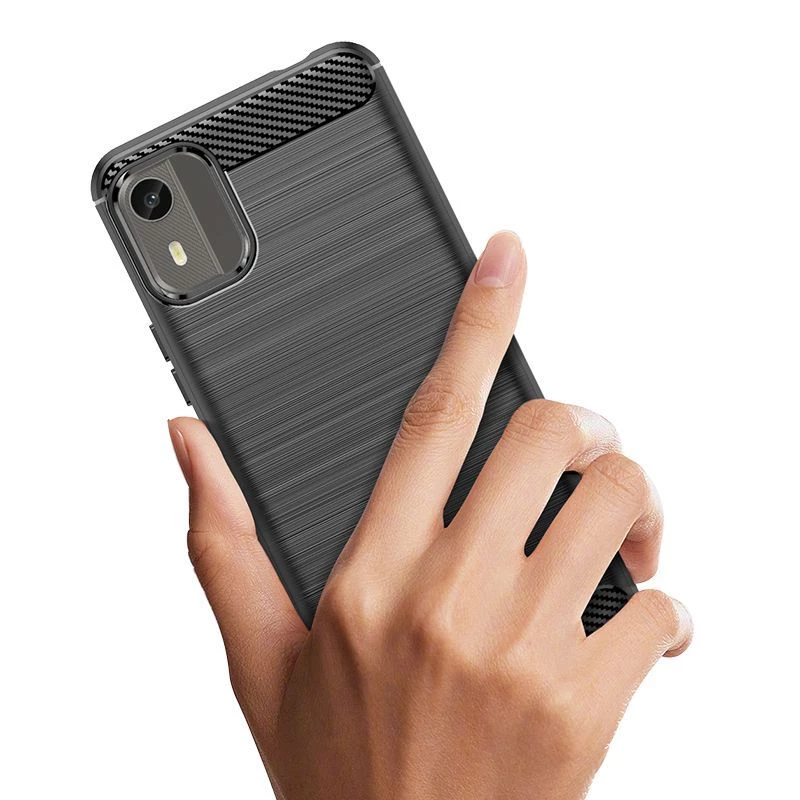 Hurtel Silicone Carbon Case do Nokia C12 / C12 Pro / C12 Plus - Czarny