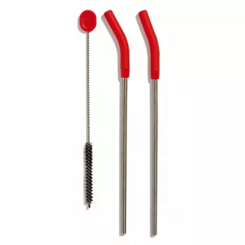 Hydro Flask Reusable Straw - Wide Mouth Straw Lid Kit z 2 słomkami - Czarny