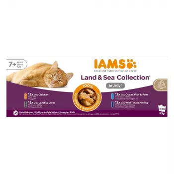 IAMS Senior Meat & Fish Mix in Jelly Mokra Karma dla Kotów – 48 x 85 g Saszetki