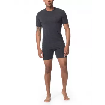 Icebreaker Anatomica S/S Crewe Base Layer T-Shirt - Black/Monsoon - Size M