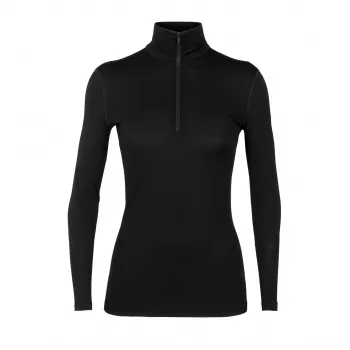 Icebreaker Merino 200 Oasis LS Half Zip Damski Termoaktywny Top Warstwa Podstawowa Czarny