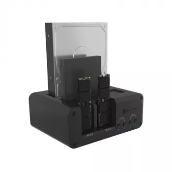 Icy Box Club Case 2925 stacja dokująca 4-kieszeniowa – 2x M.2 NVMe i 2x 2.5/3.5 SATA HDD/SSD, USB 3.2 Gen 2 (10 Gbps)