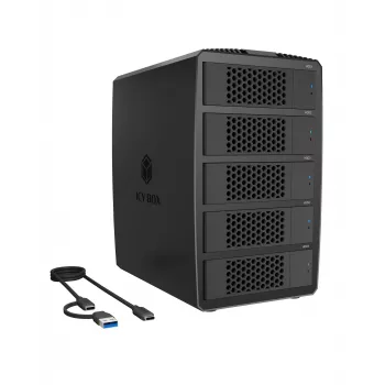 ICY BOX IB-RD3705-CU3 RAID System dla 5x 2.5/3.5 SATA HDD do USB 3.2 Gen 1, 5 Gbps, RAID 0, 1, 10, 3, 5, Single, Large, Clone