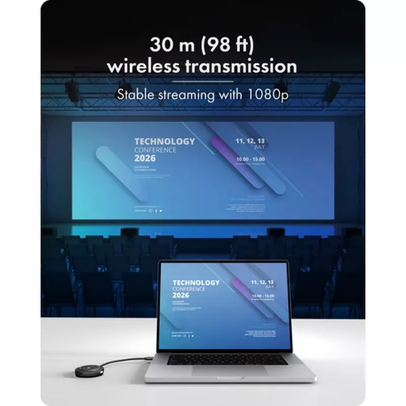 Icy Box IB-WL101 Bezprzewodowy zestaw przedłużacza HDMI - Nadajnik i odbiornik USB-C do HDMI, Full HD 1080p, zasięg 30 m, czarny
