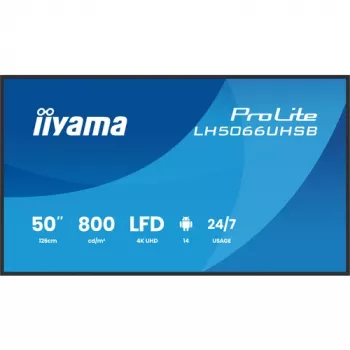 IIYAMA LH5066UHSB-B1AG 50 cali 4K UHD IPS Digital Signage Display z Androidem, 2x HDMI, USB-C, 500 cd/m²