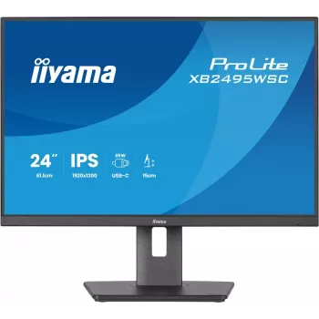 IIYAMA ProLite XB2495WSC-B1 24.1 inch WUXGA IPS 100Hz Monitor z USB-C Hub, Regulacją Wysokości, VESA, Głośniki