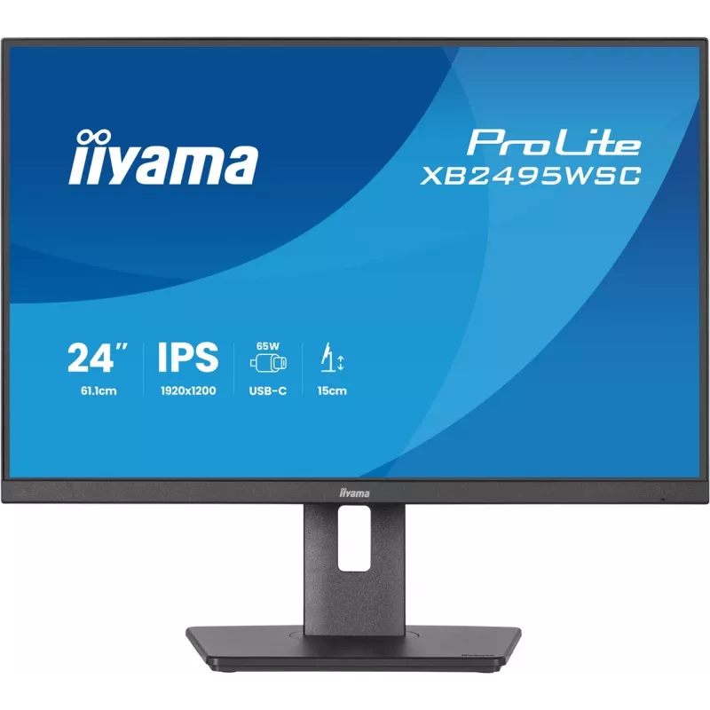 IIYAMA ProLite XB2495WSC-B1 24.1 inch WUXGA IPS 100Hz Monitor z USB-C Hub, Regulacją Wysokości, VESA, Głośniki