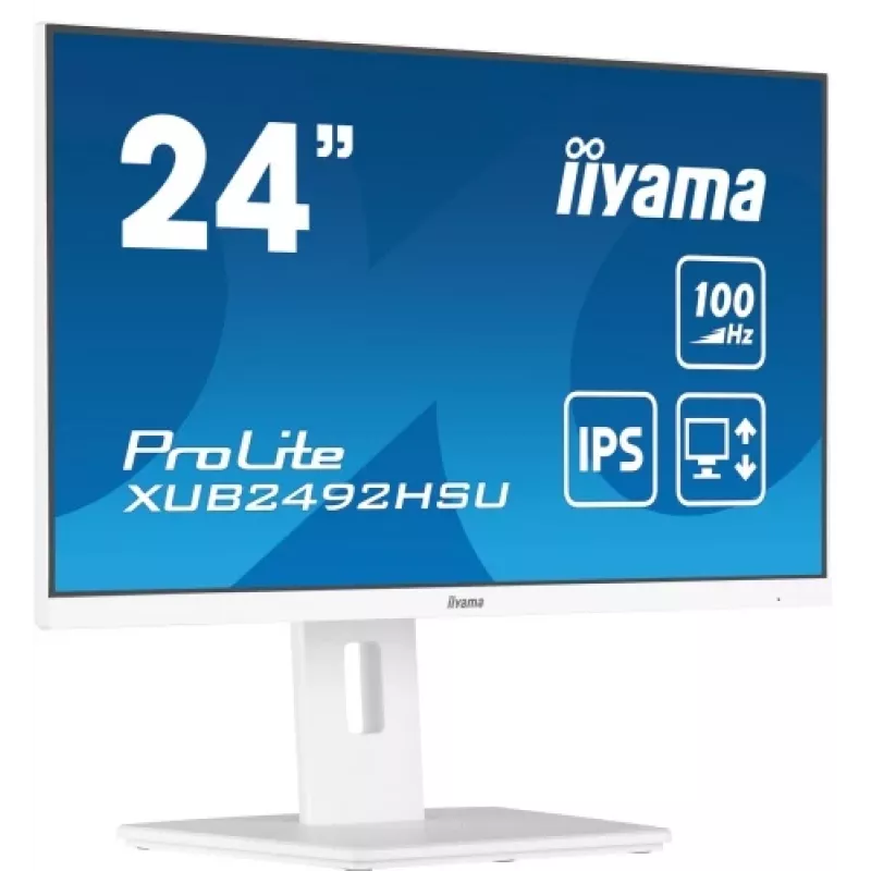 iiyama ProLite XUB2492HSU-W6 24 inch IPS Full HD 100Hz Monitor z Hubem USB, 0.4ms, Biały