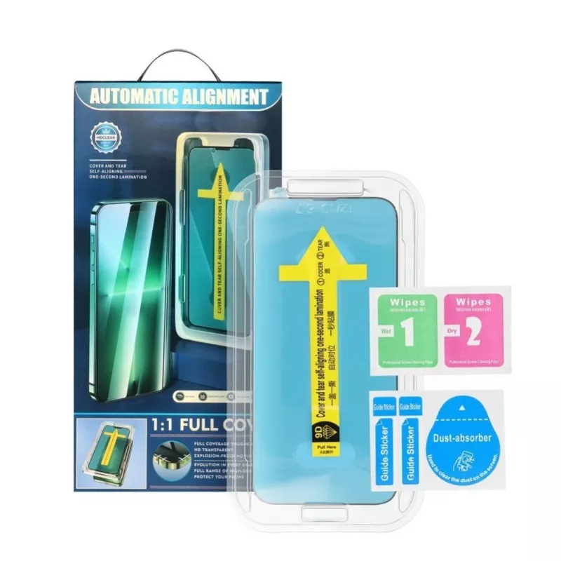 iLike Apple 5D Full Glue Tempered Glass do iPhone 13 / 13 Pro / 14 Czarny + Aplikator