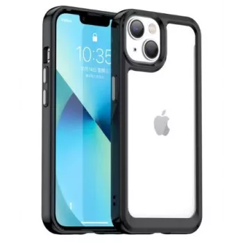 iLike Apple iPhone 14 Hard Cover z elastyczną ramką, przezroczysty czarny