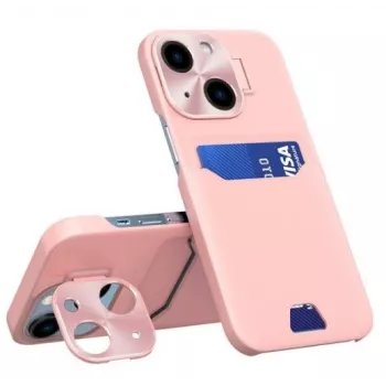 iLike Apple iPhone 14 Etui Skórzane z Uchwytem i Portfelem Różowe