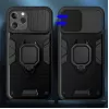 iLike Apple iPhone 14 Pro Max Ring Lens Case Czarny - Hybrydowe etui ochronne z wbudowanym uchwytem pierścieniowym, ochrona obiektywu aparatu, amortyzacja wstrząsów, kompatybilne z ładowaniem bezprzewodowym