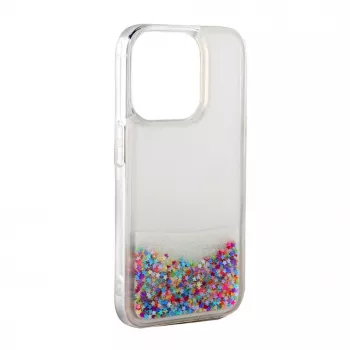 iLike Apple iPhone 14 Silicone Case Water Glitter Rainbow