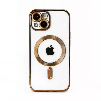 iLike Apple iPhone 15 Etui TPU Elektroplating z MagSafe Przezroczyste Złote