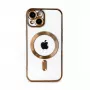 iLike Apple iPhone 15 Etui TPU Elektroplating z MagSafe Przezroczyste Złote