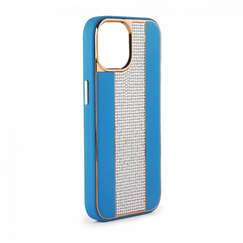 iLike Apple iPhone 15 Pro Max Diamonds and Leather Case Blue