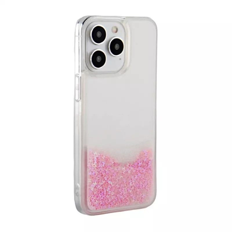 iLike Apple iPhone 15 Pro Max Silicone Case Water Glitter Pink