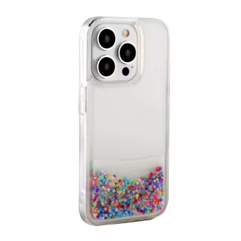 iLike Apple iPhone 15 Pro Silicone Case Water Glitter Rainbow