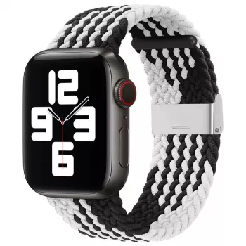 iLike Apple Watch 38/40/41mm Braided Fabric Strap Black White