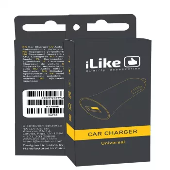 iLike ICC01 Biała Ładowarka Samochodowa z 1 Portem USB-A, 5W