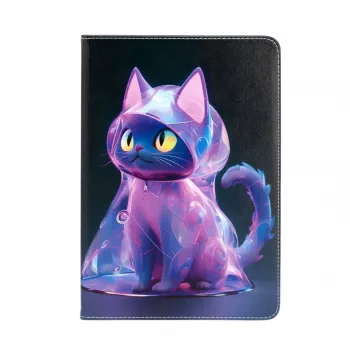 iLike iPad 10.2 / 10.5 Folio Case Cat Design Fioletowy
