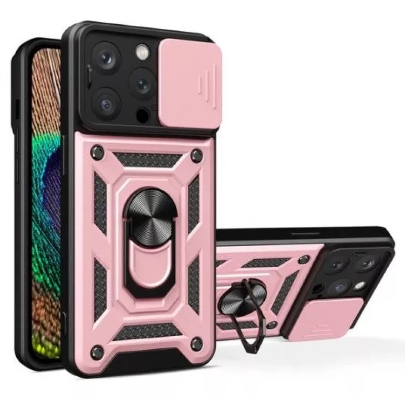 iLike iPhone 14 Pro Max Armor Camshield Case Pink