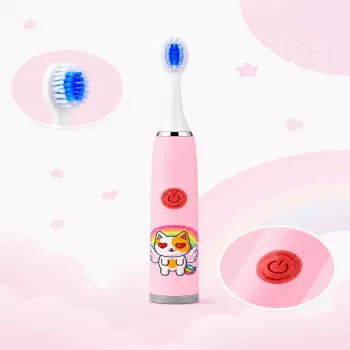 iLike Kids W3 Elektryczna Szczoteczka do Zębów (Bateria) +3 Końcówki Różowy