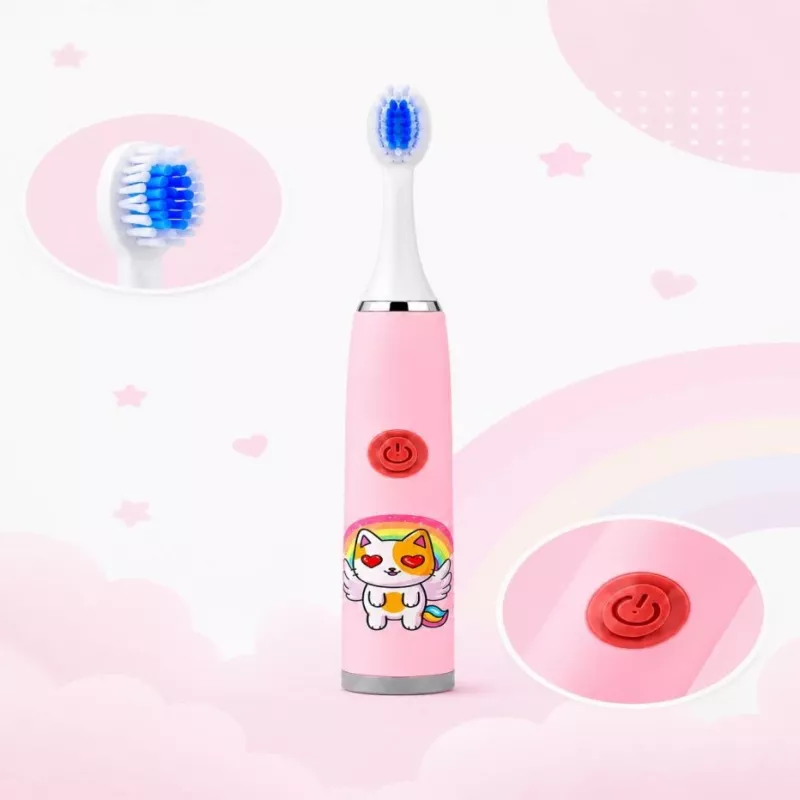 iLike Kids W3 Elektryczna Szczoteczka do Zębów (Bateria) +3 Końcówki Różowy