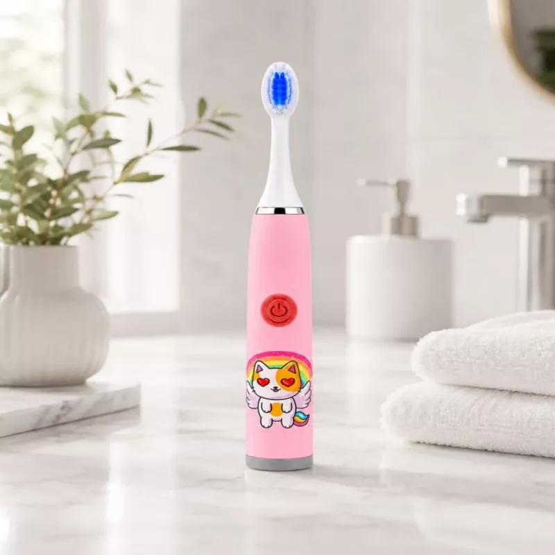 iLike Kids W3 Elektryczna Szczoteczka do Zębów (Bateria) +3 Końcówki Różowy
