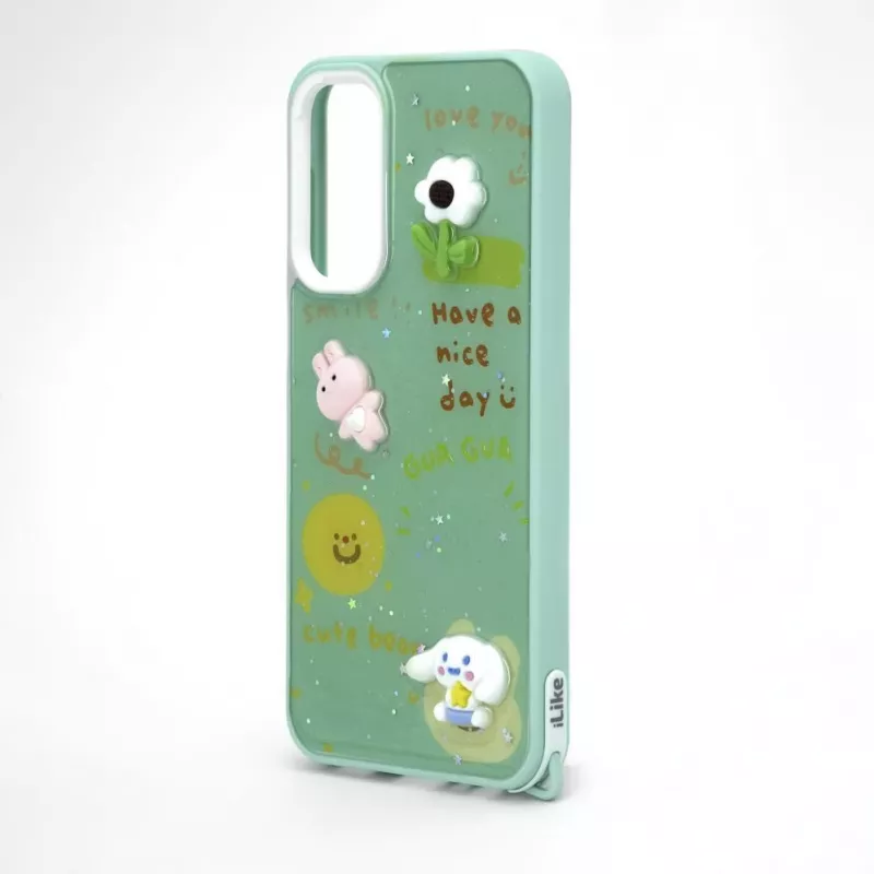iLike Samsung Galaxy A15 Epoxy Cartoon Cover Light Green