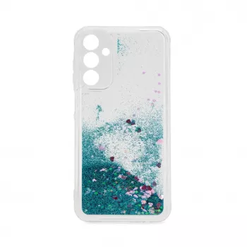 iLike Samsung Galaxy A15 Silikonowe etui Water Glitter Niebieskie