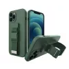 iLike Samsung Galaxy A22 5G Rope Case Gel TPU Airbag Case Cover with Lanyard Dark Green