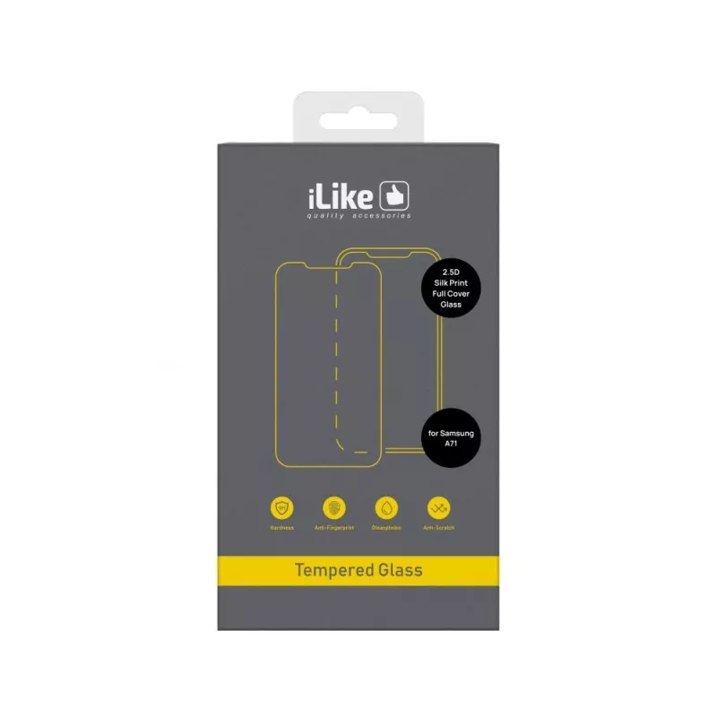 iLike Samsung Galaxy A71 2.5D Silk Print Full Cover Glass Screen Protector